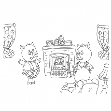 Pigs house of mouse colouring page