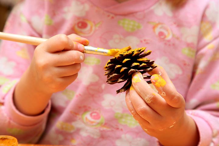 Pinecone painting activity for toddlers