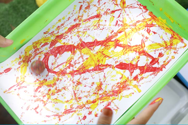 Marble painting activity for toddlers